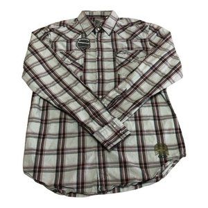 Guess Mens‎ Western Cowboy Shirt White Gray